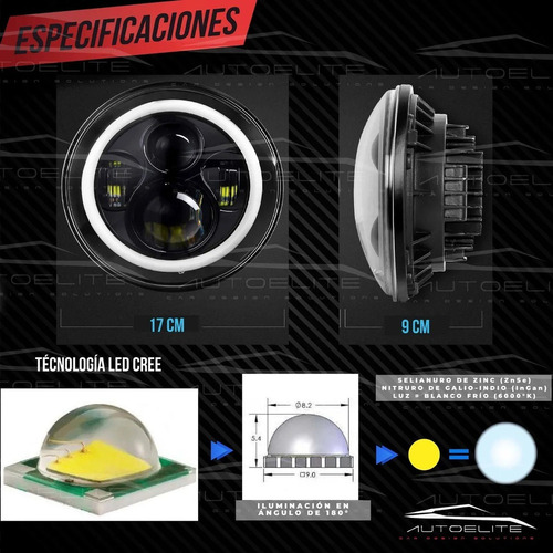 Faros Led Ángel Ojo 7 Wrangler Jeep Vocho Redondos