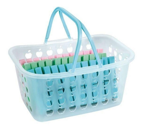 Cesto Canasto Con Asas Incluye 36 Palillos Ropa Mor 23x16x12