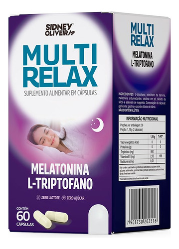 Multi Relax Melatonina+ L-triptofano 60 Caps Sidney Oliveira Sabor Sem Sabor