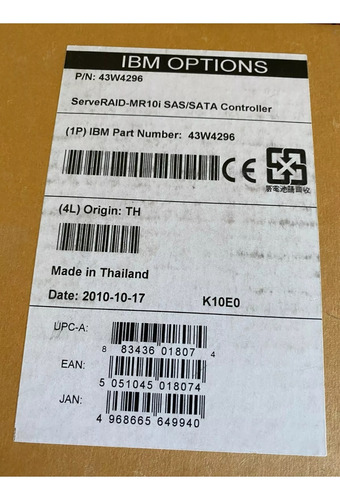Tarjeta Ibm Serveraid-mr10i Sas/sata Controller 43w4296
