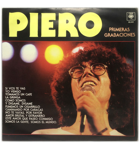 Vinilo Piero Primeras Grabaciones Lp 1984 Argentina