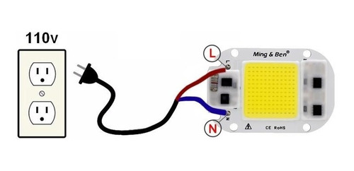 Led Chip 50w 110v Ac Blanco Con Lente + Crema