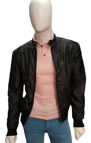 Imagen 6 de 9 de Chamarra Vinil Hombre Moderno Deportiva Slim Fit Ligera Piel