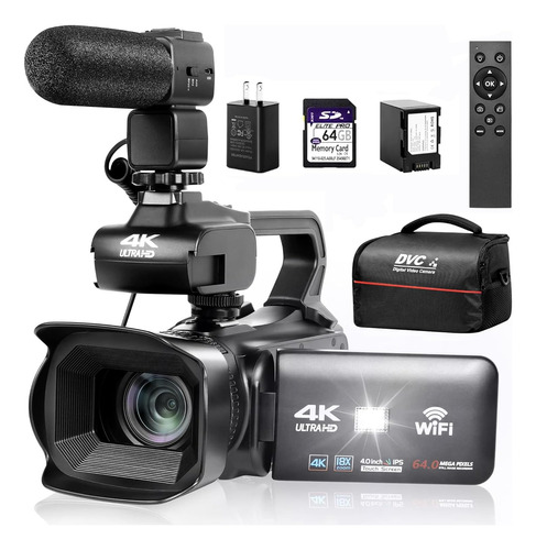Actualización 4k Uhd Videocámara Con Micrófono, 18x Digit...