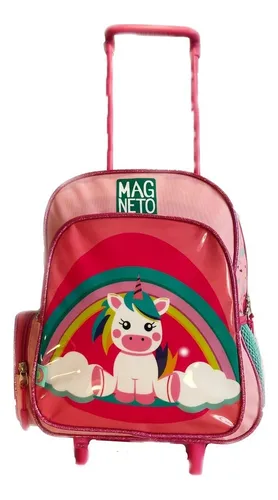 Mochila Carrito Unicornio Rueditas 12 Magneto Pony Rosa