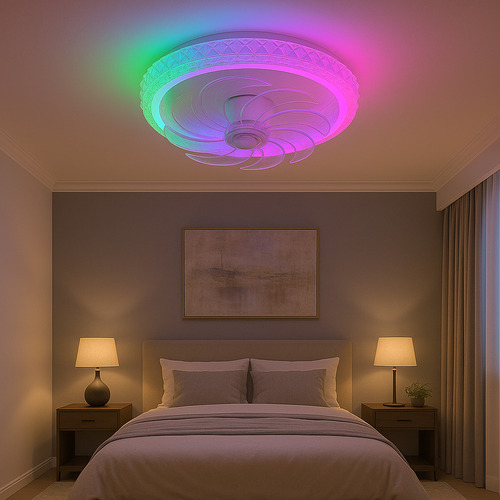Lampara Ventilador Silencioso Inteligente Luz Led Rgb Cantidad De Aspas 1 Estructura Blanco Aspas Blanco Diámetro 18 Frecuencia 60w Material De Las Aspas Plástico