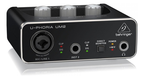 Interface De Áudio Behringer Um2 U-phoria Com Phantom Power