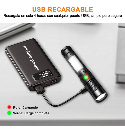 Linterna Led Recargable Alta Potencia,2000 Lúmens,