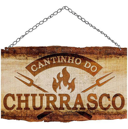 Placa Decorativa Em Mdf - Cantinho Do Churrasco 24x27cm