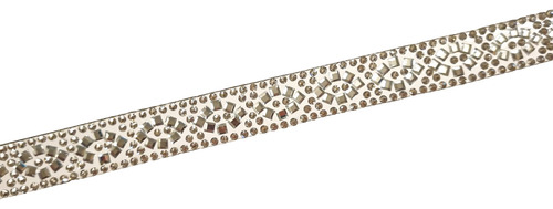 Galon Termoadhesivo De Strass Plata Con Cristales X 50cm