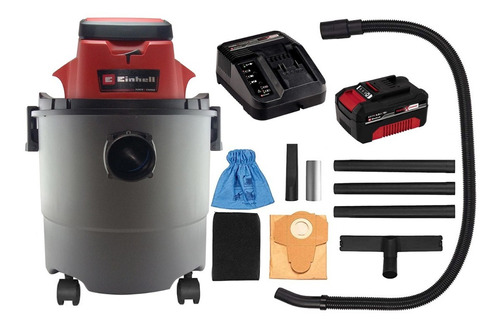 Aspirador Polvo Liquido Einhell 18v Ruedas Starter Kit 4.0ah Color Gris Y Rojo