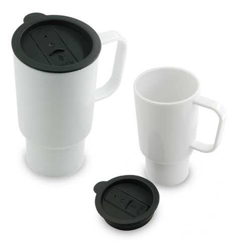 Mug Con Tapa Grande Plástico Tapa Hermética Bebidas Oficina