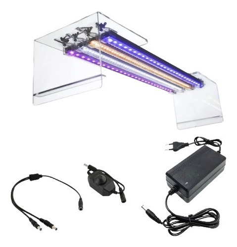 02 Luminárias Led Aquário Plantado 70cm C/ Suporte Acrílico