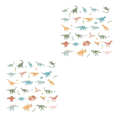 Paquete De 2 Pegatinas De Pared Para Niños Con Dinosaurios