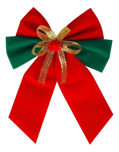 Kit 10 Adornos Navideños Lazo Doble Decorado 11 X 15cm -