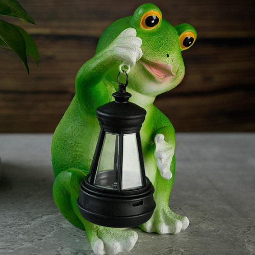 Garden Solar Frog Statue Light Resin Sculpture Lampa De