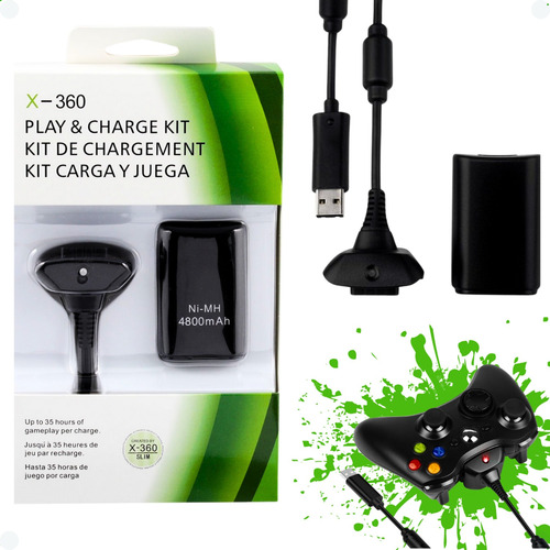 Kit Fonte E Carregador P/ Controle Xbox 360 Cabo Usb Xbox360