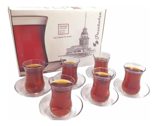 Juego De Té Turco Y Platillos   De 6 vasos 6 platill Jdt