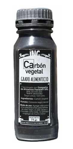 Carbon Vegetal Pastelar Grado Alimenticio Colorante Natural