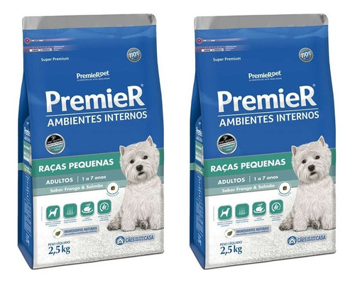 Raçao Premier Amb. Internos Cães Adultos 2,5kg Kit 2 Unid.