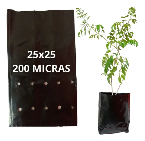 Saco Saquinho Para Mudas Plástico Preto 25x25cm 100 Unidades