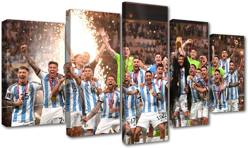 5 Cuadros Decorativos Argentina Campeon Mundial Messi 150x84