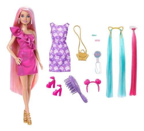 Muñeca Barbie Mattel Totally Hair Neon Rubio Hkt95