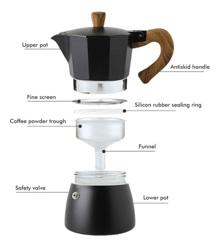 Cafetera Moka Portátil De 150 Ml/300 Ml