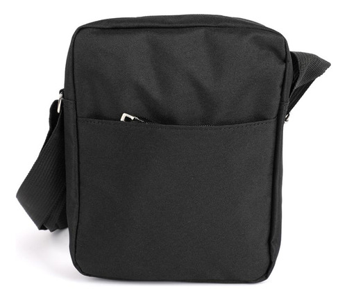 Morral Canva Liso Con Bolsillos Y Cierre  Color Negro