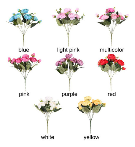 . Bouquet De Peonías, Rosas Artificiales, Flores