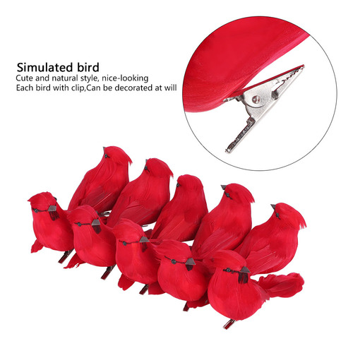 Espuma Artificial Roja Hecha A Mano Con Forma De Pájaro, 10