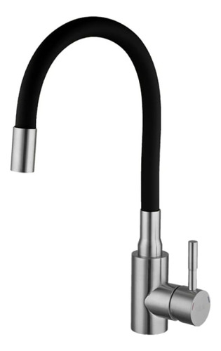 Monocomando Flexible Cocina Mesa Palito Pico Negro Rimontti