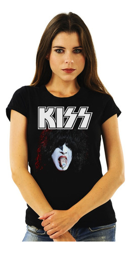 Polera Mujer Kiss Paul Stanley Face Logo Rock Impresión Dire