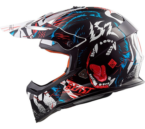 Casco Ls2 Mx437 Beast Blanco, Negro