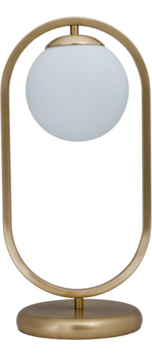 Lampara Velador Monaco Oval Bronce Mate - Globo Vidrio Opal 