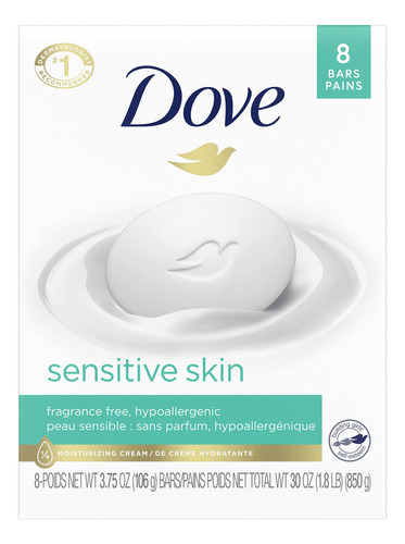 Dove Barra De Belleza, Sensitive Skin, 4 Oz, 8 Unidades