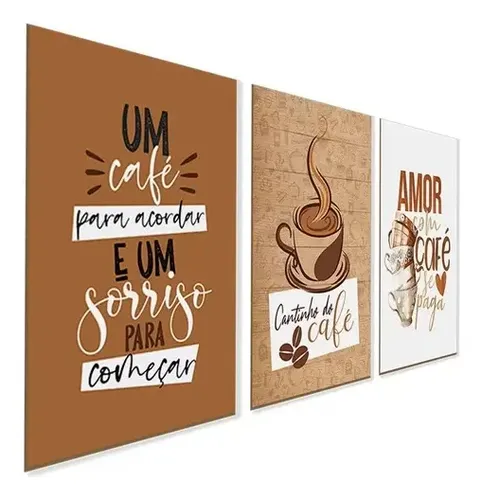 Kit 3 Quadro Decorativo Cantinho Do Café Placas Copa Cozinha Cor ...