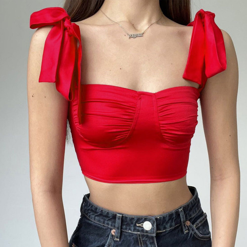 Camiseta Playera Para Mujer Cuello Cuadrado Pajarita Tirante