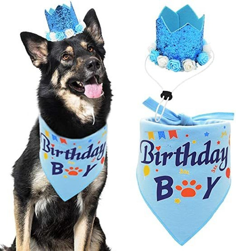 Bandana De Cumpleaños Para Perro, Pañuelo Y Corona, Sombrero