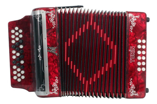 Moretti Turin Red Acordeón De Botones Tono Fa Funda Correas Color Rojo