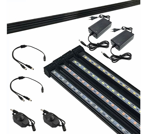 Kit 04 Led Aquário Jumbo 150cm C/ Fonte Sem Suporte