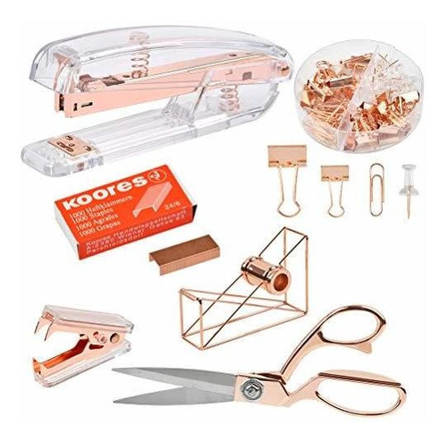 Kit De Accesorios De Escritorio De  Rosa Paquete De Gra...