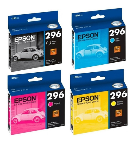 Imagen 9 de 10 de Cartuchos Epson 296 Originales Xp231 431 241 X4 Caja Cerrada