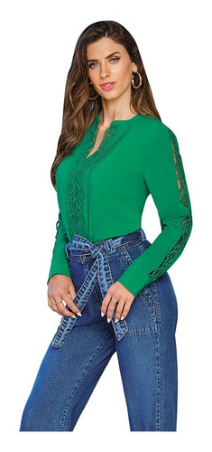 Blusa Casual Mujer Color Verde 993-90