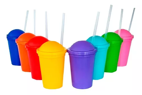 Vasos Plasticos Milkshake X15 Tapa Sorbete Cumples Souvenirs