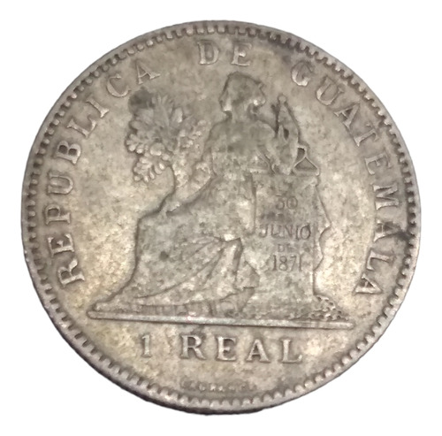 Moneda Guatemala 1 Real Plata Ley 835 Año 1894 