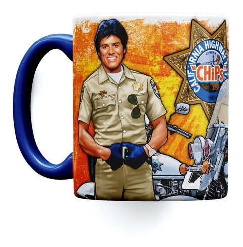 Taza Cerámica Importada Chips Patrulla Motorizada Ur Retro