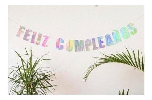Imagen 3 de 5 de Guirnalda Banderin Feliz Cumpleaños Iridiscente Grande 3metr