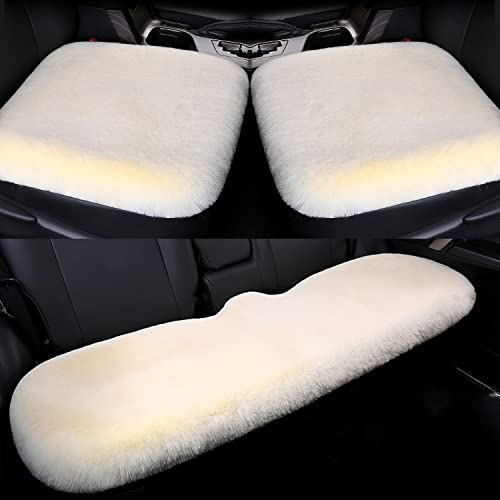 Egbang 1 Set 3 Pcs Soft Fluffy Auto Seat Cover Faux Wool A