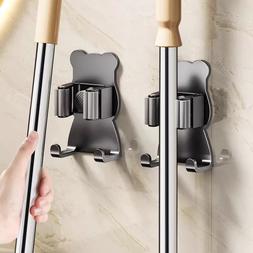 Soporte De Pared Multiusos Para Escoba Y Fregona